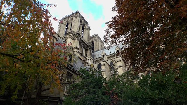 Notre Dame Cathedral de Paris. France. Shot in 4K (ultra-high definition (UHD)).
