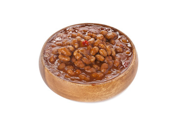 wooden bowl full of chili con carne