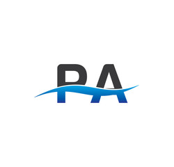 pa initial logo with swoosh blue and grey