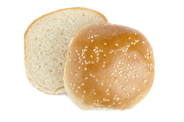 separate halves of burger bun