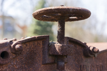 regulatory rusty wheel of the machine