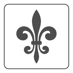 Fleur de Lis symbol. Fleur-de-Lis sign. Royal french lily. Heraldic icon for design, logo or decoration. Elegant flower outline design. Gray element isolated on white background. Vector illustration © alona_s
