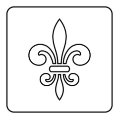 Fleur de Lis symbol. Fleur-de-Lis sign. Royal french lily. Heraldic icon for design, logo or decoration. Elegant flower outline design. Gray element isolated on white background. Vector illustration © alona_s