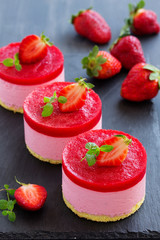 Strawberry cake with berry jelly.