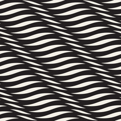 Wavy crossed stripes seamless pattern 3D. Abstract fashion texture. Geometric monochrome template. Graphic style for wallpaper, wrapping, fabric, background, apparel, prints, website etc. Vector