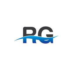 rg initial logo with swoosh blue and grey