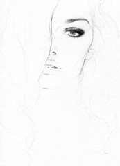 Beautiful woman face. fashion  illustration