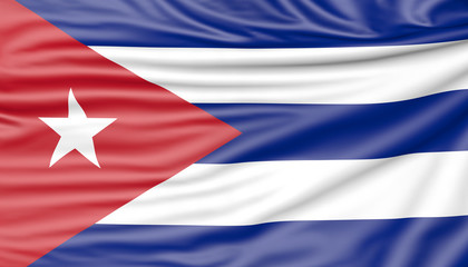 Flag of Cuba, 3d illustration with fabric texture
