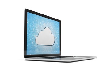 3d rendering of a laptop with cloud concept