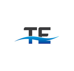 te initial logo with swoosh blue and grey