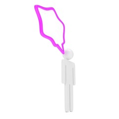 3d man with talk bubbles isolated over a white background. 3d rendering.