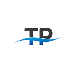 tp initial logo with swoosh blue and grey