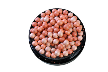 ball powder for face in the round package on white background. B