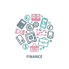 Fototapeta premium Flat design elements of finance strategy, financial services for corporate business, stock market analytics. Vector collection business and finance icons for print or web.