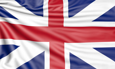 Flag of Great Britain, 3d illustration with fabric texture