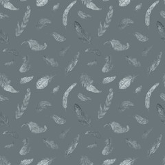 Monochrome Watercolor Feather Pattern