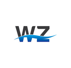 wz initial logo with swoosh blue and grey