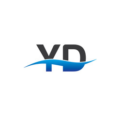 Fototapeta premium yd initial logo with swoosh blue and grey