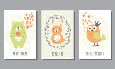 Set of cute greeting cards.