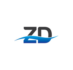 zd initial logo with swoosh blue and grey