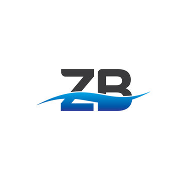 zb initial logo with swoosh blue and grey