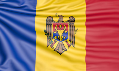 Flag of Moldova, 3d illustration with fabric texture