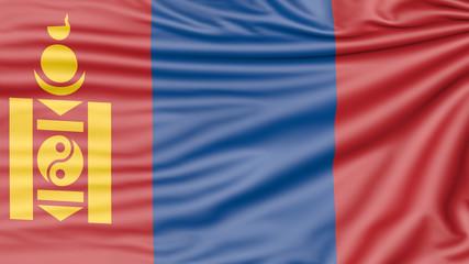 Flag of Mongolia, 3d illustration with fabric texture