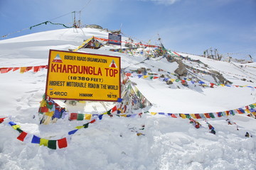 mountain pass in the Ladakh region of Jammu and Kashmir state. The elevation of Khardung La is 5,360 m. Allegedly highest motorable troad in the world