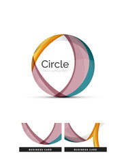 Circle logo. Transparent overlapping swirl shapes. Modern clean business icon