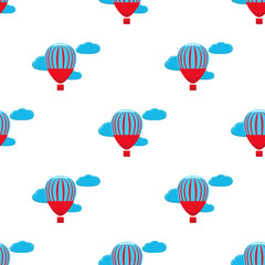 Hot air balloon vector seamless pattern