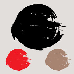 Grunge paint circle vector element. Brush smear stain texture