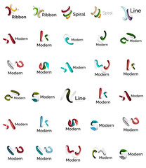Set of abstract ribbon logo icons