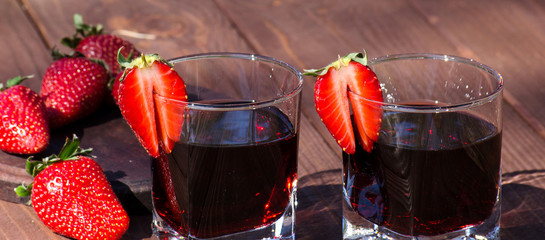 Strawberry and strawberry compote on the table