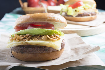 Burgers with ingridients