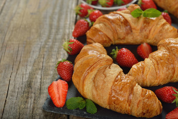 French croissants and strawberry