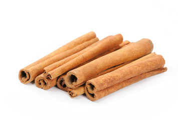 Cinnamon on white background