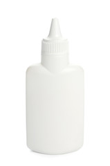 a white plastic bottle on a white background