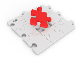 Teamwork concept based on jigsaw puzzle. 3d illustration