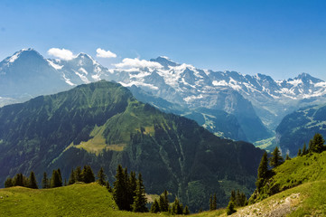 Fototapeta premium Beautiful idyllic Alps landscape with mountains in summer, Switzerland 