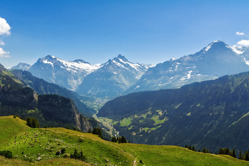 Fototapeta na wymiar Beautiful idyllic Alps landscape with mountains in summer, Switzerland 