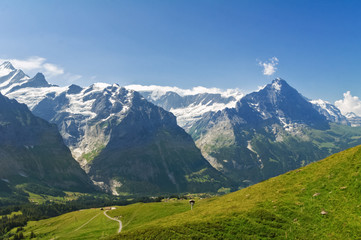Fototapeta premium Beautiful idyllic Alps landscape and trail, mountains in summer, Switzerland 