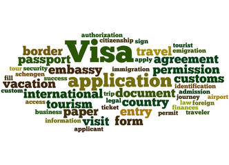 Fototapeta premium Visa Application, word cloud concept 2