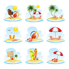 Set of Summer realistic design. vector  