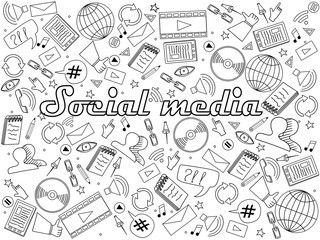 Social media coloring book vector illustration
