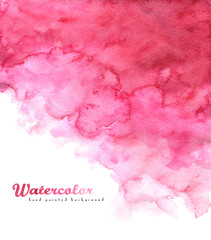 Red and pink abstract watercolor background with stains and paper texture, high resolution, hand painted