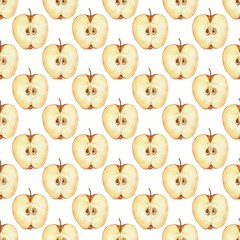 Pattern with apple slice 2. Watercolor seamless pattern