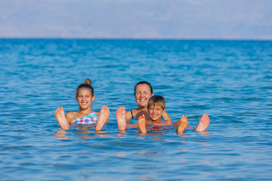 Family At The Dead Sea, Israel.