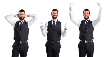 Luxury waiter with thumb up