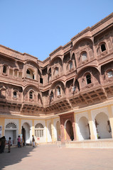 Fototapeta na wymiar Mehrangarh Fort, located in Jodhpur, Rajasthan is one of the largest forts in India. 