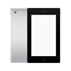 realistic smartphone mockup front  and back vector images isolate on white background